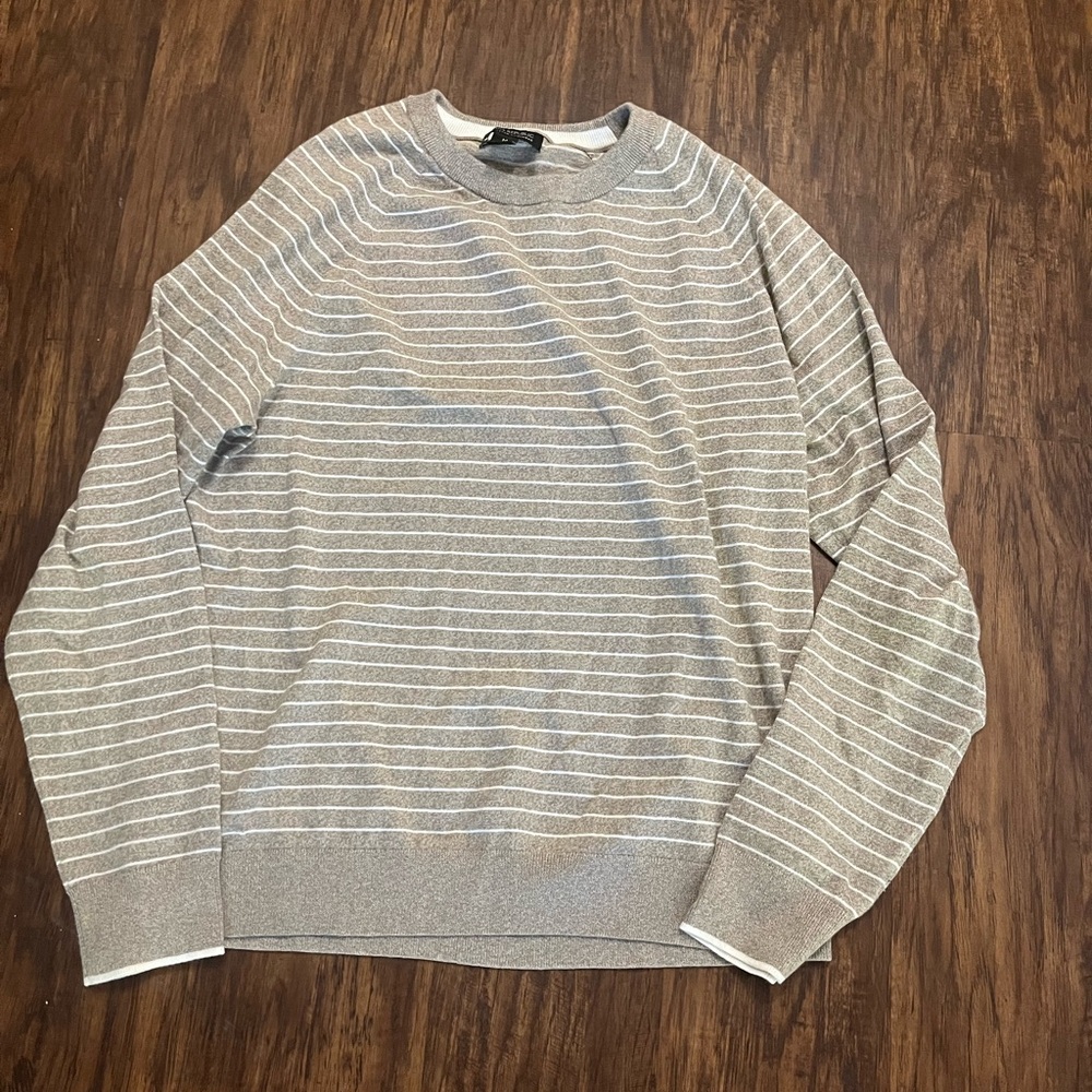 Banana Republic Pima cotton cashmere sweater stripe size medium tan white